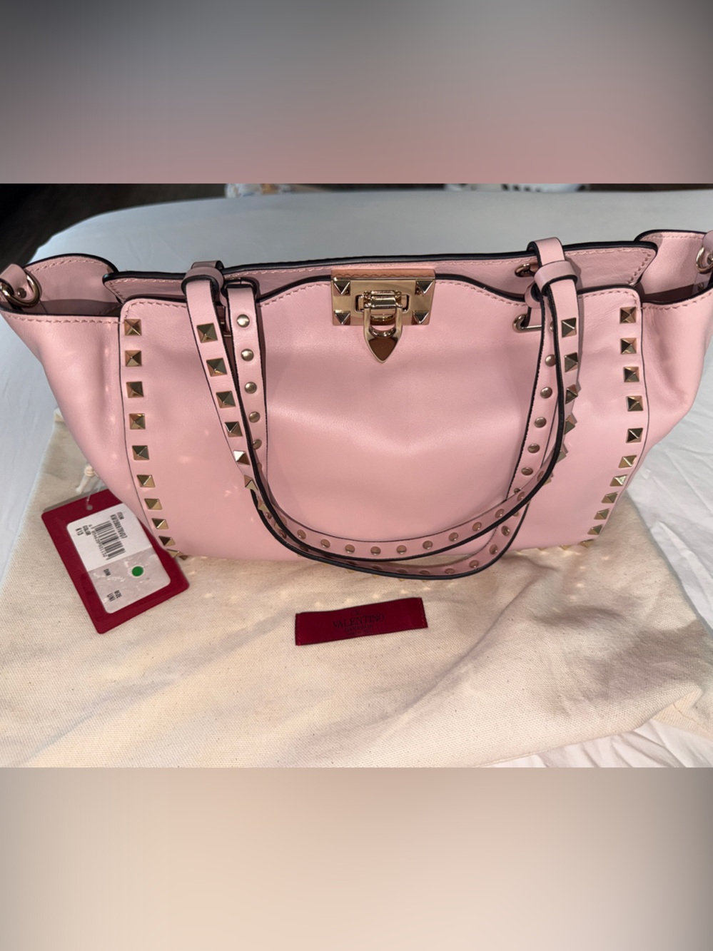 Valentino Garavani Pink Rock Stud-Trim Leather Tote